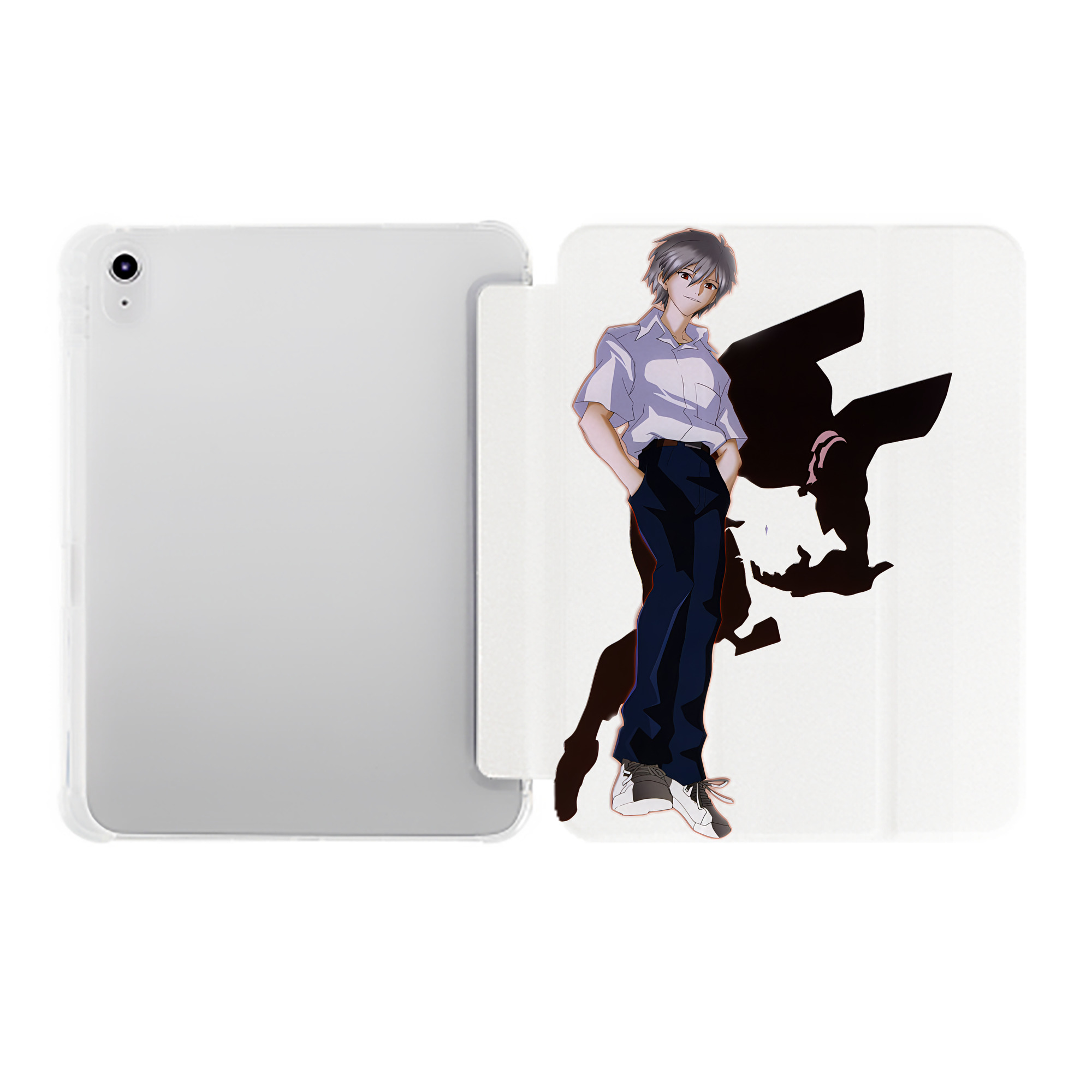 （画像用） EVA 新世紀エヴァンゲリオン IPad ケース ペン収納付き 三つ折りスタンド PUレザー×シリコン 対応機種9.5/10.5/10.9インチ